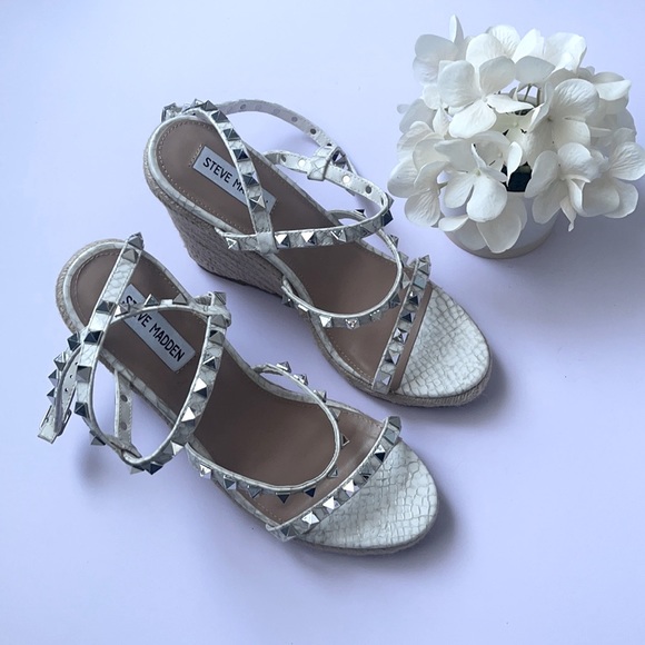 Steve Madden Shoes Steve Madden Maici Platform Studded White Wedge